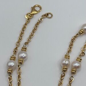 Honora Bronze Italy Pearl 36" Station Necklace Gold Tone